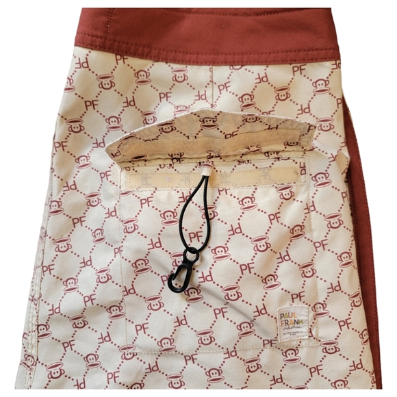 Paul Frank Brown Monkey PF Drawstring Board Shorts Made In USA Y2K - Picture 5 of 7